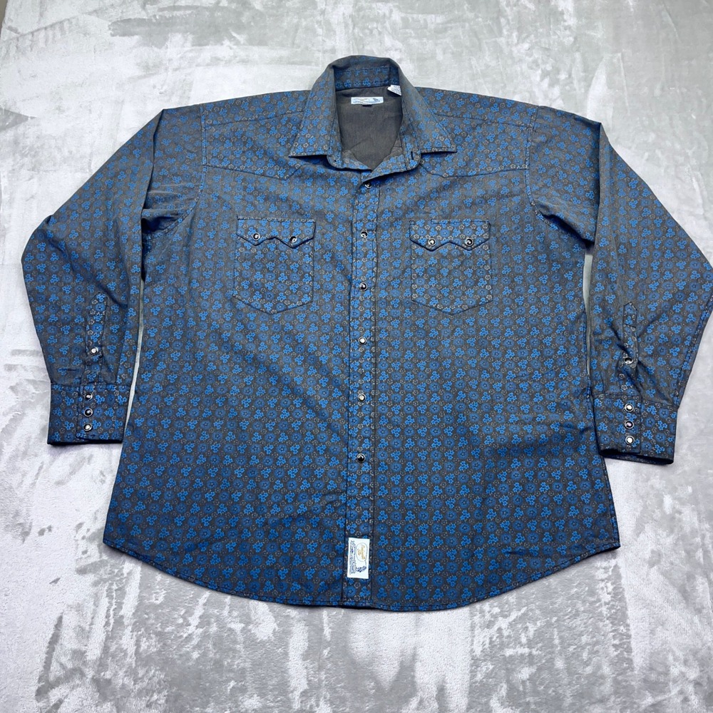 Panhandle Slim Retro Western Shirt Mens‎ XL Floral Print Cowboy Rodeo Pearl Snap